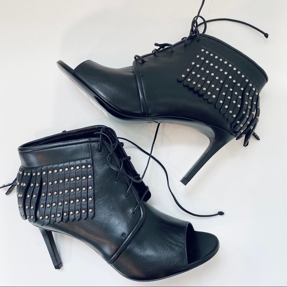 Saint Laurent Paris open toe fringe booties NEW - Picture 4 of 9